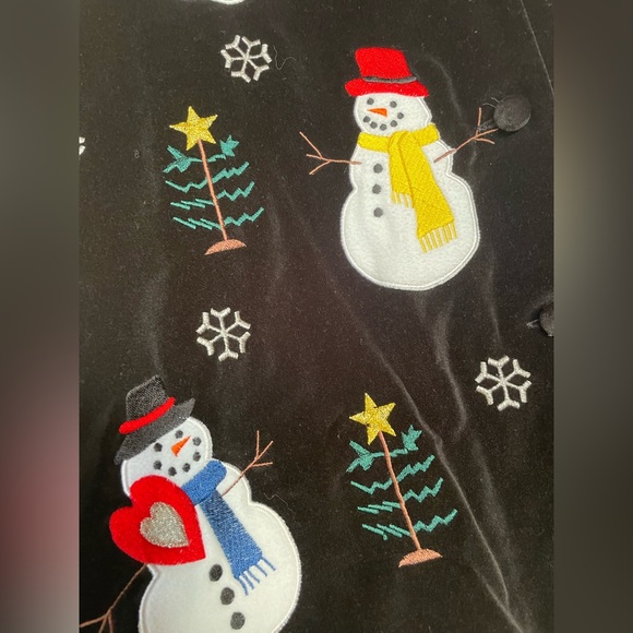 WESTBOUND Black Velvet Texture Snowman Christmas Holiday Vest Women’s Size XL - Picture 4 of 11